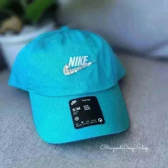 Teal Bling Nike Hat Club Unstructured Futura Cap Adjustable with Crystals NWT main image 9
